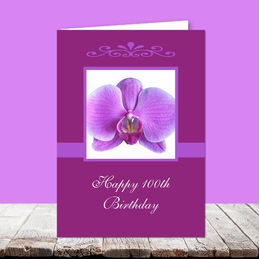 Orchid 100th Birthday Card Kaart