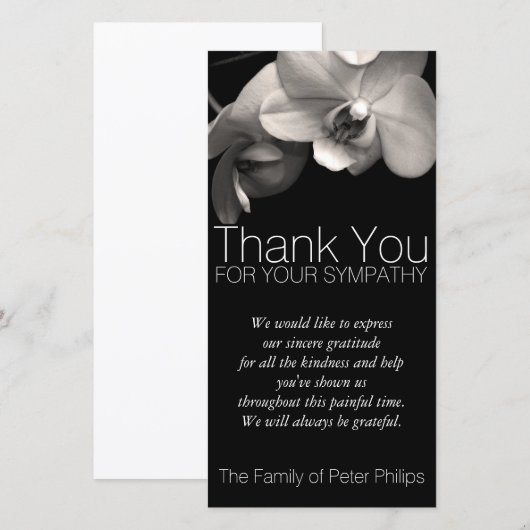 Orchid 2b Sympathie Hartelijk dank voor de fotokaa Bedankkaart (Voorkant / Achterkant)