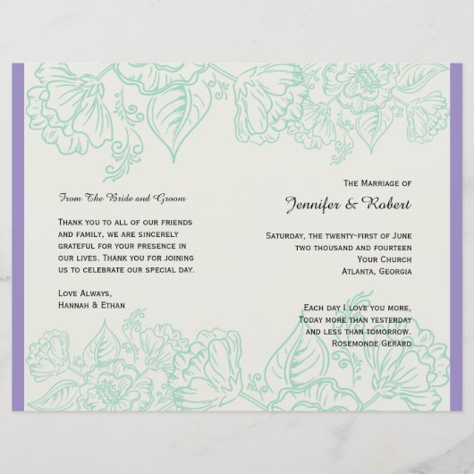 Orchid and Blauwgroen Bohemian Flowers Wedding Pro (Voorkant)