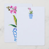 Orchid and chinoiserie blue card bedankkaart (Voorkant / Achterkant)