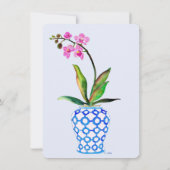 Orchid and chinoiserie blue card bedankkaart (Achterkant)