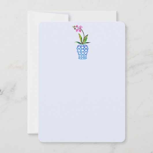 Orchid and chinoiserie blue card bedankkaart (Voorkant)
