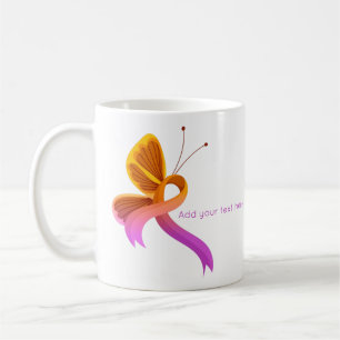 Orchid and Oranje Awareness Ribbon Butterfly Koffiemok