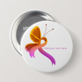 Orchid and Oranje Awareness Ribbon Butterfly Ronde Button 7,6 Cm (Voorkant /achterkant)
