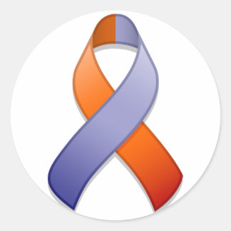 Orchid and Oranje Awareness Ribbon Round Sticker