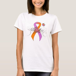 Orchid and Oranje Awareness Ribbon with Butterfly T-shirt