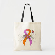 Orchid and Oranje Awareness Ribbon with Butterfly