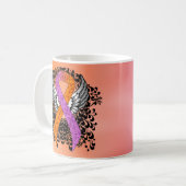 Orchid and Oranje Awareness Ribbon with Wings Koffiemok (Voorkant links)