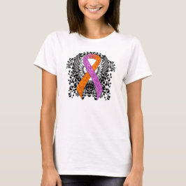 Orchid and Oranje Awareness Ribbon with Wings T-shirt