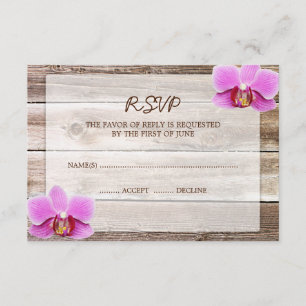 Orchid Barn Wood Weddenschap RSVP-reactiekaart RSVP Kaartje