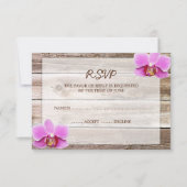 Orchid Barn Wood Weddenschap RSVP-reactiekaart RSVP Kaartje (Voorkant)