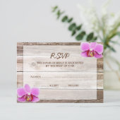 Orchid Barn Wood Weddenschap RSVP-reactiekaart RSVP Kaartje (Staand voorkant)