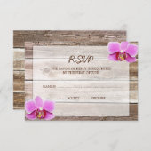 Orchid Barn Wood Weddenschap RSVP-reactiekaart RSVP Kaartje (Voorkant / Achterkant)