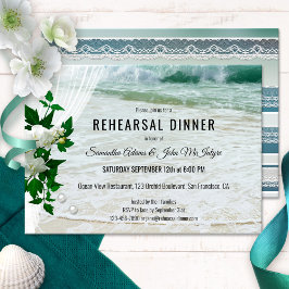 Orchid Beach Lace Rehearsal Dinner Invitation Kaart