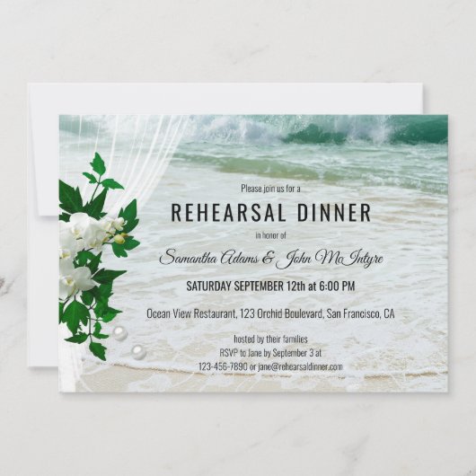 Orchid Beach Lace Rehearsal Dinner Invitation Kaart (Voorkant)