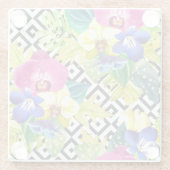 Orchid Begonia en Palm Leaves Glazen Onderzetter (Achterkant)