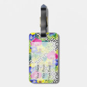 Orchid Begonia en Palm Leaves | Monogram Bagagelabel (Achterkant verticaal)