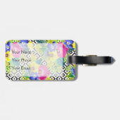 Orchid Begonia en Palm Leaves | Monogram Bagagelabel (Achterkant horizontaal)