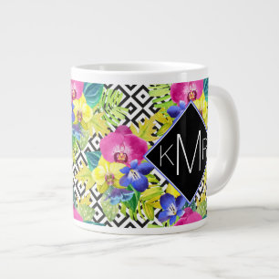 Orchid Begonia en Palm Leaves Monogram Grote Koffiekop