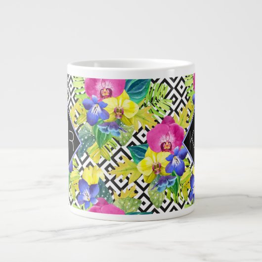 Orchid Begonia en Palm Leaves | Monogram Grote Koffiekop (Voorkant)