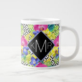 Orchid Begonia en Palm Leaves | Monogram Grote Koffiekop (Rechts)