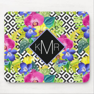 Orchid Begonia en Palm Leaves Monogram Muismat