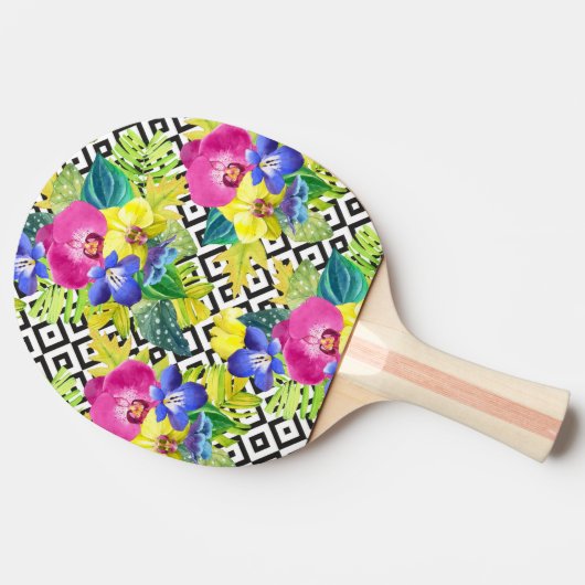 Orchid Begonia en Palm Leaves Tafeltennisbatje (Zijkant)