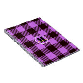 Orchid Black Pset Tartan Monogram Script Name Notitieboek (Rechterzijde)