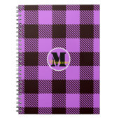 Orchid Black Pset Tartan Monogram Script Name Notitieboek (Voorkant)