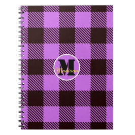 Orchid Black Pset Tartan Monogram Script Name Notitieboek