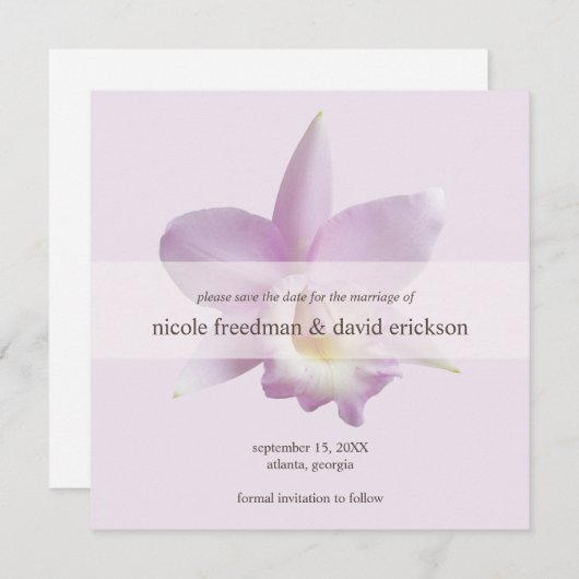 Orchid bloom violet moderne bruiloft met behoud va save the date (Voorkant / Achterkant)