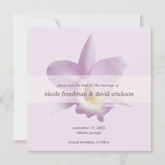 Orchid bloom violet moderne bruiloft met behoud va save the date (Voorkant)