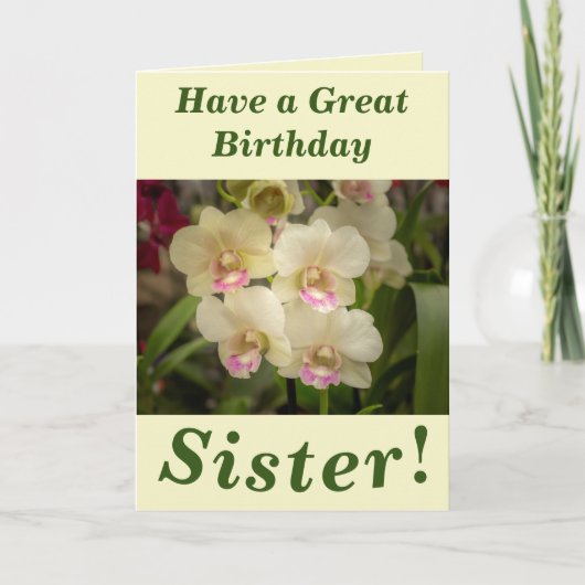 Orchid Blooms Floral Birthday Card voor zuster Kaart (Voorkant)