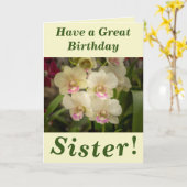 Orchid Blooms Floral Birthday Card voor zuster Kaart (Gele Bloem)