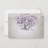 Orchid Blush Lavender Heart Leaf Tree Weddenschap  RSVP Kaartje (Achterkant)