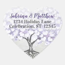 Orchid Blush Lavender Heart Leaf Tree Wedding Seal Hart Sticker