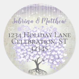 Orchid Blush Lavender Heart Leaf Tree Wedding Seal Ronde Sticker