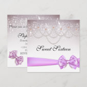 Orchid Bow en Pearls Sparkles Sweet Sixteen Kaart (Voorkant / Achterkant)