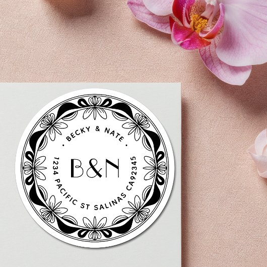 Orchid & Bows Retouradreslabels - Op Maat Ronde Sticker