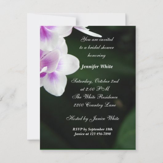 Orchid Bridal Shower Kaart (Achterkant)