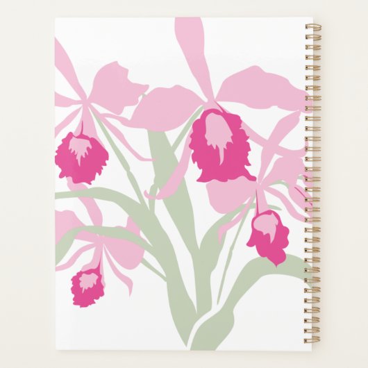 Orchid cattleya roze groene witte grafische voorna planner (Achterkant)