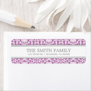 Orchid Damask Pattern Etiket