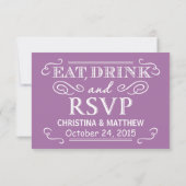 Orchid Eat Drink & RSVP Rustic Wedding Reply Kaartje (Achterkant)