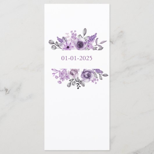 Orchid Editable Photo Wedding Menu (Achterkant)
