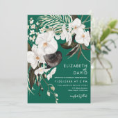 Orchid Elegant Emerald Floral Wedding Kaart (Staand voorkant)