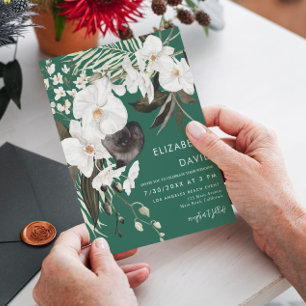 Orchid Elegant Emerald Floral Wedding Kaart