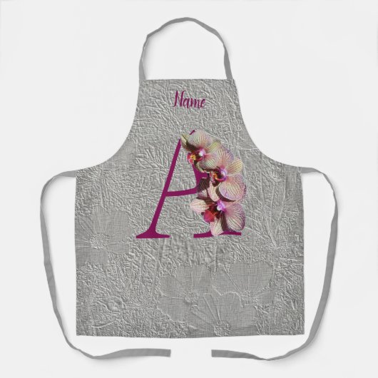 Orchid Elegant Monogram Initiaal A Jouw naam Schort (Voorkant)