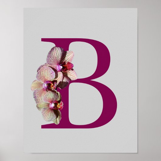Orchid Elegant Monogram Initiaal B Poster (Voorkant)