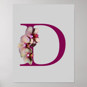 Orchid Elegant Monogram Initiaal D Poster