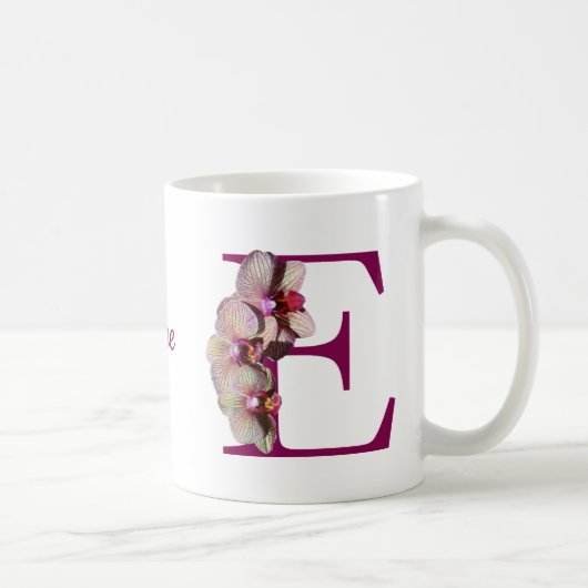 Orchid Elegant Monogram Initiaal E Naam Koffiemok (Rechts)